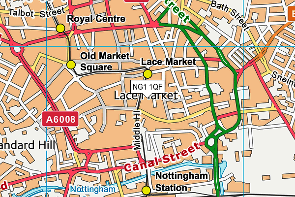 NG1 1QF map - OS VectorMap District (Ordnance Survey)