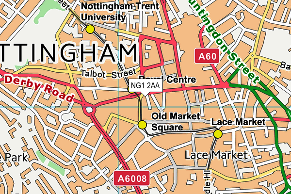 NG1 2AA map - OS VectorMap District (Ordnance Survey)