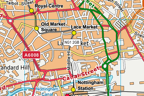 NG1 2GB map - OS VectorMap District (Ordnance Survey)