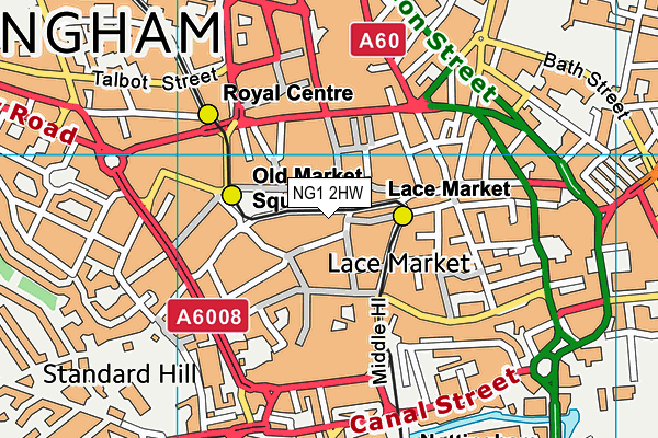 NG1 2HW map - OS VectorMap District (Ordnance Survey)