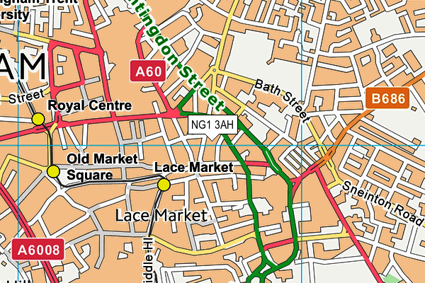 NG1 3AH map - OS VectorMap District (Ordnance Survey)