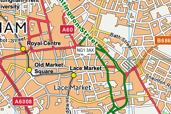 NG1 3AX map - OS VectorMap District (Ordnance Survey)