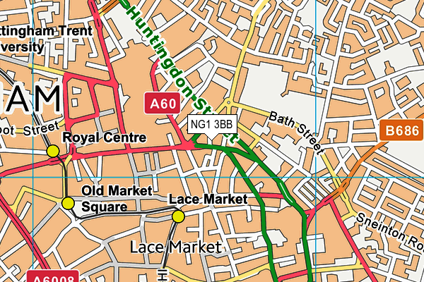 NG1 3BB map - OS VectorMap District (Ordnance Survey)