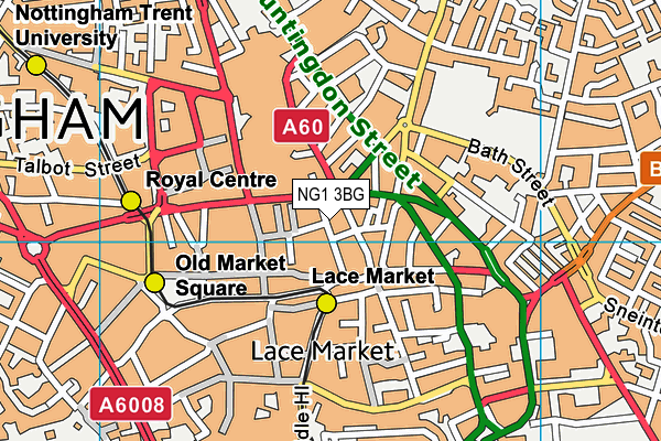 NG1 3BG map - OS VectorMap District (Ordnance Survey)