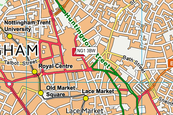 NG1 3BW map - OS VectorMap District (Ordnance Survey)