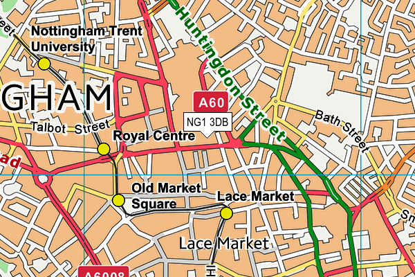 NG1 3DB map - OS VectorMap District (Ordnance Survey)