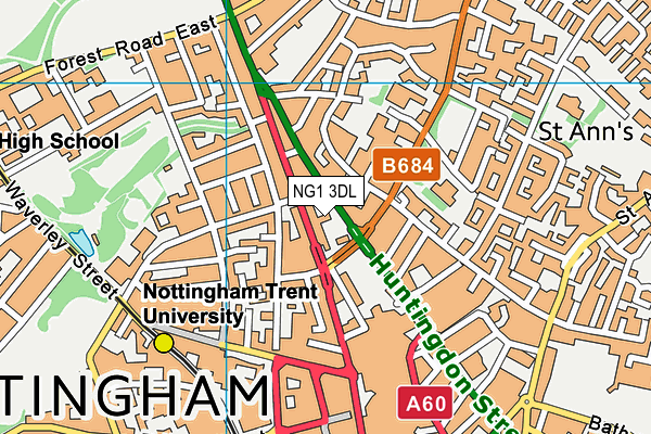 NG1 3DL map - OS VectorMap District (Ordnance Survey)