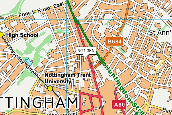 NG1 3FN map - OS VectorMap District (Ordnance Survey)