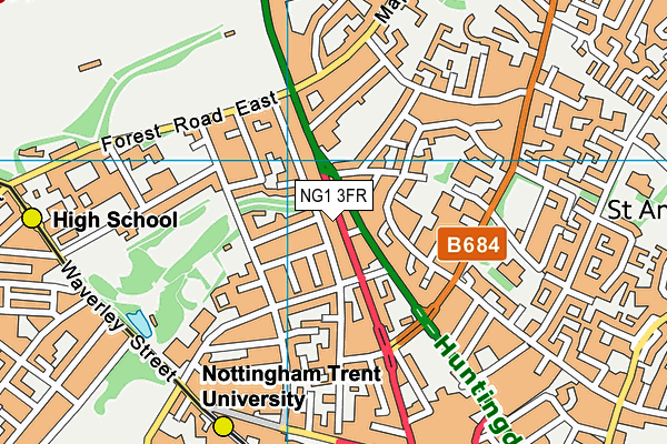 NG1 3FR map - OS VectorMap District (Ordnance Survey)