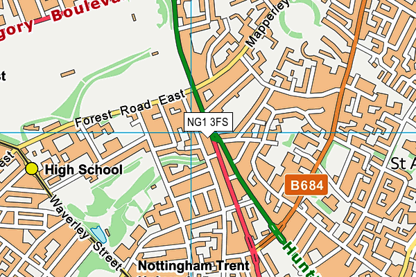 NG1 3FS map - OS VectorMap District (Ordnance Survey)