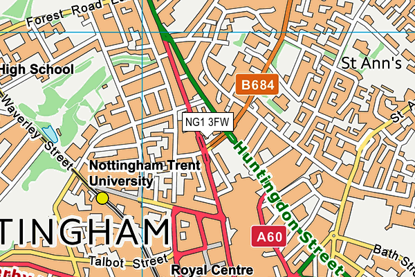 NG1 3FW map - OS VectorMap District (Ordnance Survey)