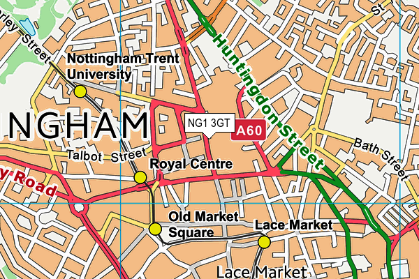 NG1 3GT map - OS VectorMap District (Ordnance Survey)