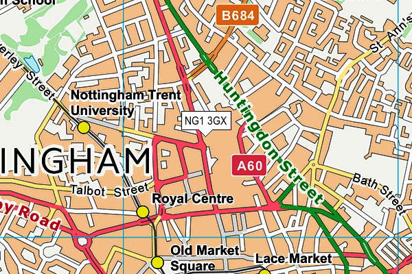 NG1 3GX map - OS VectorMap District (Ordnance Survey)