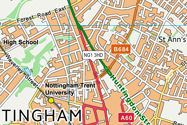 NG1 3HD map - OS VectorMap District (Ordnance Survey)