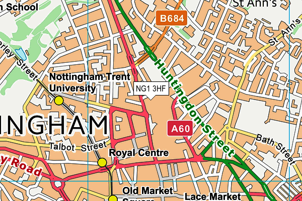 NG1 3HF map - OS VectorMap District (Ordnance Survey)