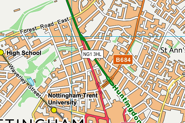 NG1 3HL map - OS VectorMap District (Ordnance Survey)