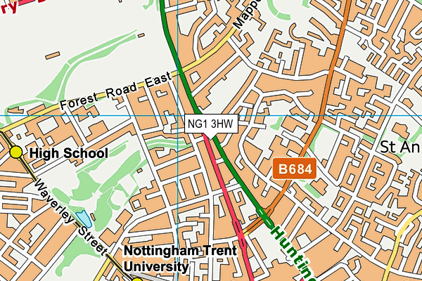 NG1 3HW map - OS VectorMap District (Ordnance Survey)