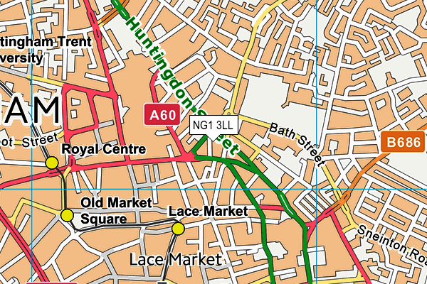 NG1 3LL map - OS VectorMap District (Ordnance Survey)