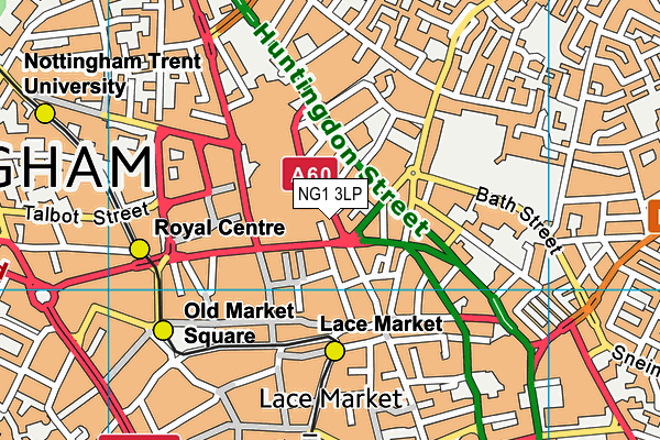 NG1 3LP map - OS VectorMap District (Ordnance Survey)