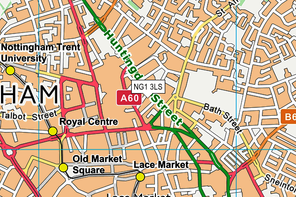 NG1 3LS map - OS VectorMap District (Ordnance Survey)