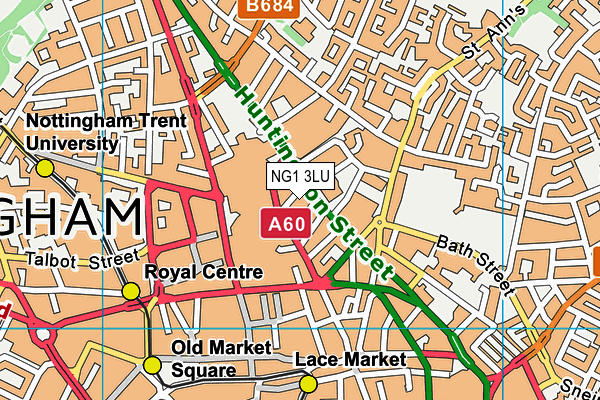 NG1 3LU map - OS VectorMap District (Ordnance Survey)