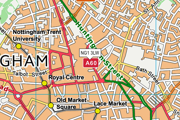 NG1 3LW map - OS VectorMap District (Ordnance Survey)