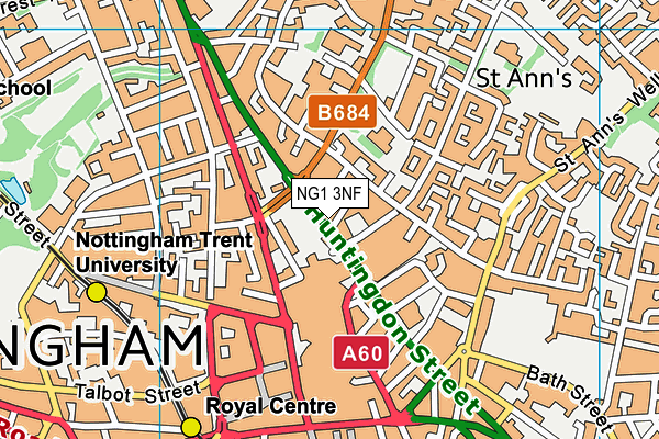 NG1 3NF map - OS VectorMap District (Ordnance Survey)