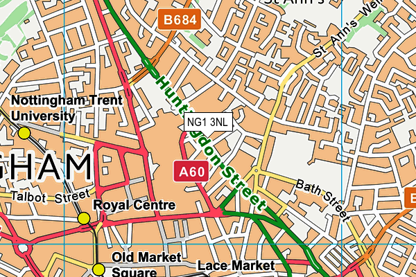 Gym4all (Nottingham) (Closed) map (NG1 3NL) - OS VectorMap District (Ordnance Survey)