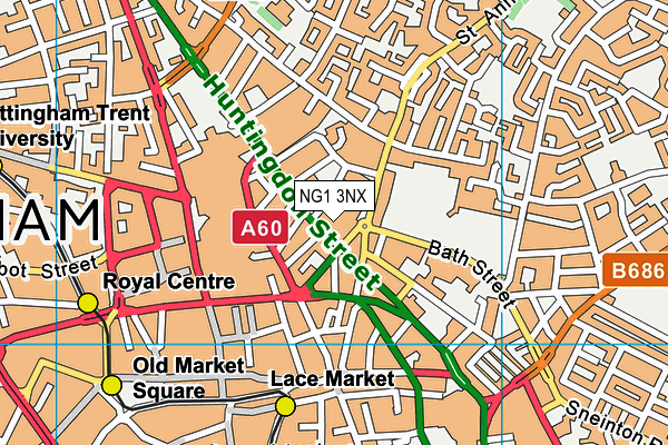 NG1 3NX map - OS VectorMap District (Ordnance Survey)