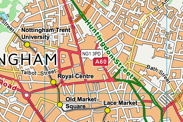 NG1 3PD map - OS VectorMap District (Ordnance Survey)