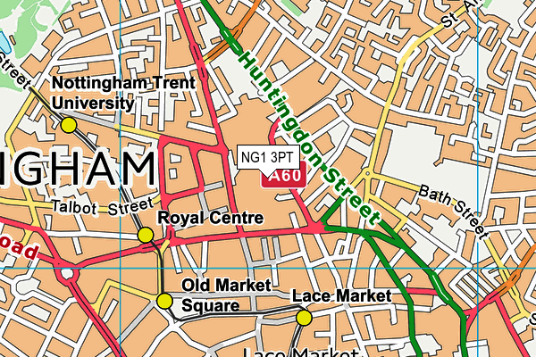 NG1 3PT map - OS VectorMap District (Ordnance Survey)