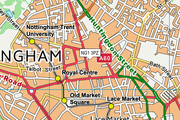 Livingwell Health Club (Nottingham) map (NG1 3PZ) - OS VectorMap District (Ordnance Survey)