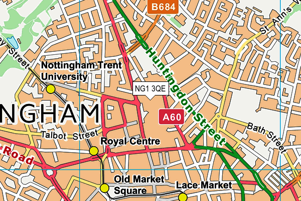 NG1 3QE map - OS VectorMap District (Ordnance Survey)