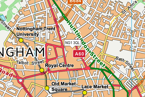 NG1 3QL map - OS VectorMap District (Ordnance Survey)