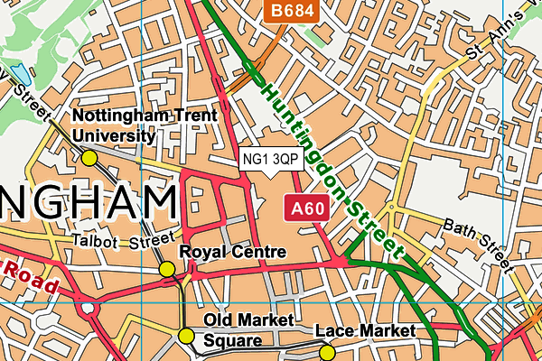 NG1 3QP map - OS VectorMap District (Ordnance Survey)