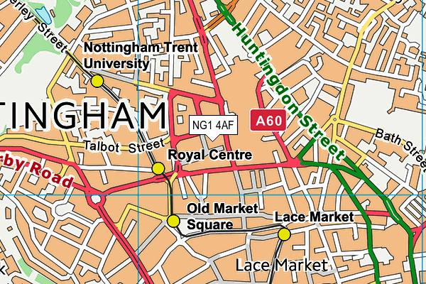The Gym Group (Nottingham City) map (NG1 4AF) - OS VectorMap District (Ordnance Survey)