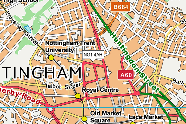 NG1 4AH map - OS VectorMap District (Ordnance Survey)