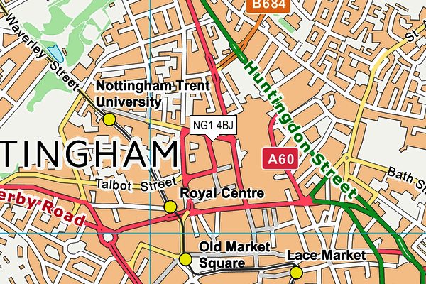 NG1 4BJ map - OS VectorMap District (Ordnance Survey)