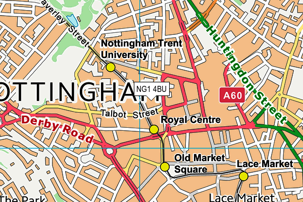 The Nottingham Trent University map (NG1 4BU) - OS VectorMap District (Ordnance Survey)