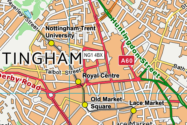 NG1 4BX map - OS VectorMap District (Ordnance Survey)