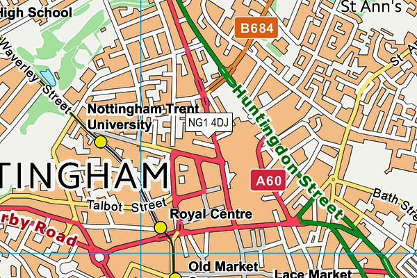 NG1 4DJ map - OS VectorMap District (Ordnance Survey)