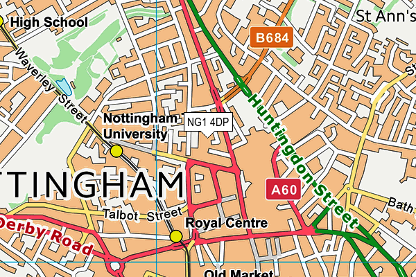 NG1 4DP map - OS VectorMap District (Ordnance Survey)