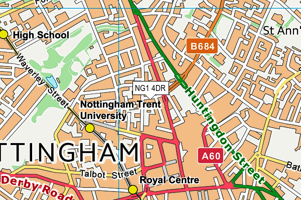 NG1 4DR map - OS VectorMap District (Ordnance Survey)