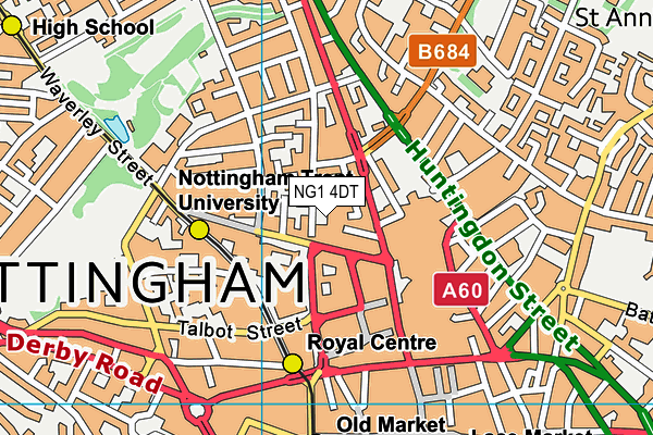 NG1 4DT map - OS VectorMap District (Ordnance Survey)