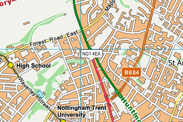 NG1 4EA map - OS VectorMap District (Ordnance Survey)