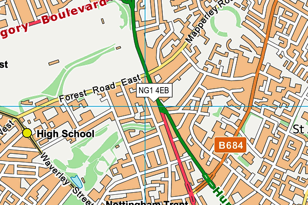 NG1 4EB map - OS VectorMap District (Ordnance Survey)