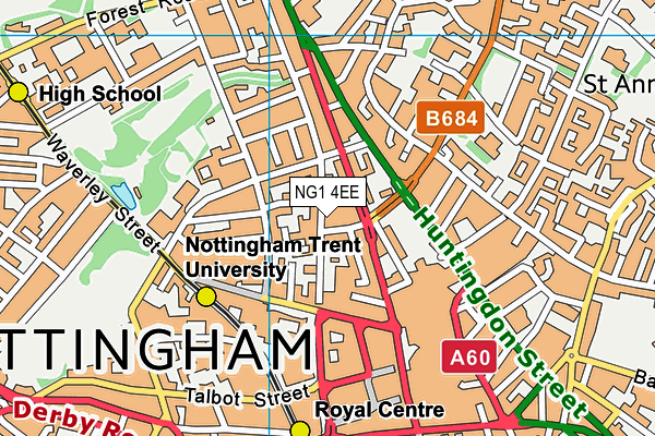 NG1 4EE map - OS VectorMap District (Ordnance Survey)