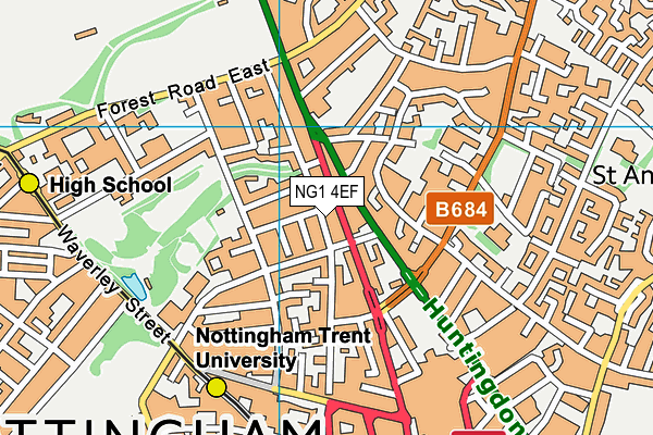 NG1 4EF map - OS VectorMap District (Ordnance Survey)