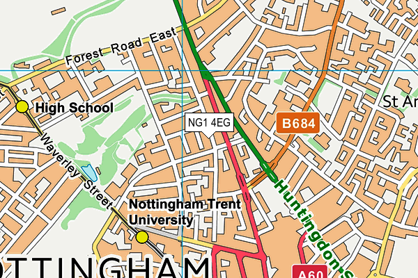 NG1 4EG map - OS VectorMap District (Ordnance Survey)