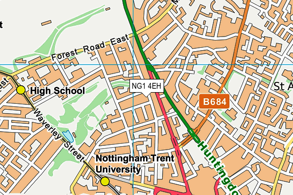 NG1 4EH map - OS VectorMap District (Ordnance Survey)